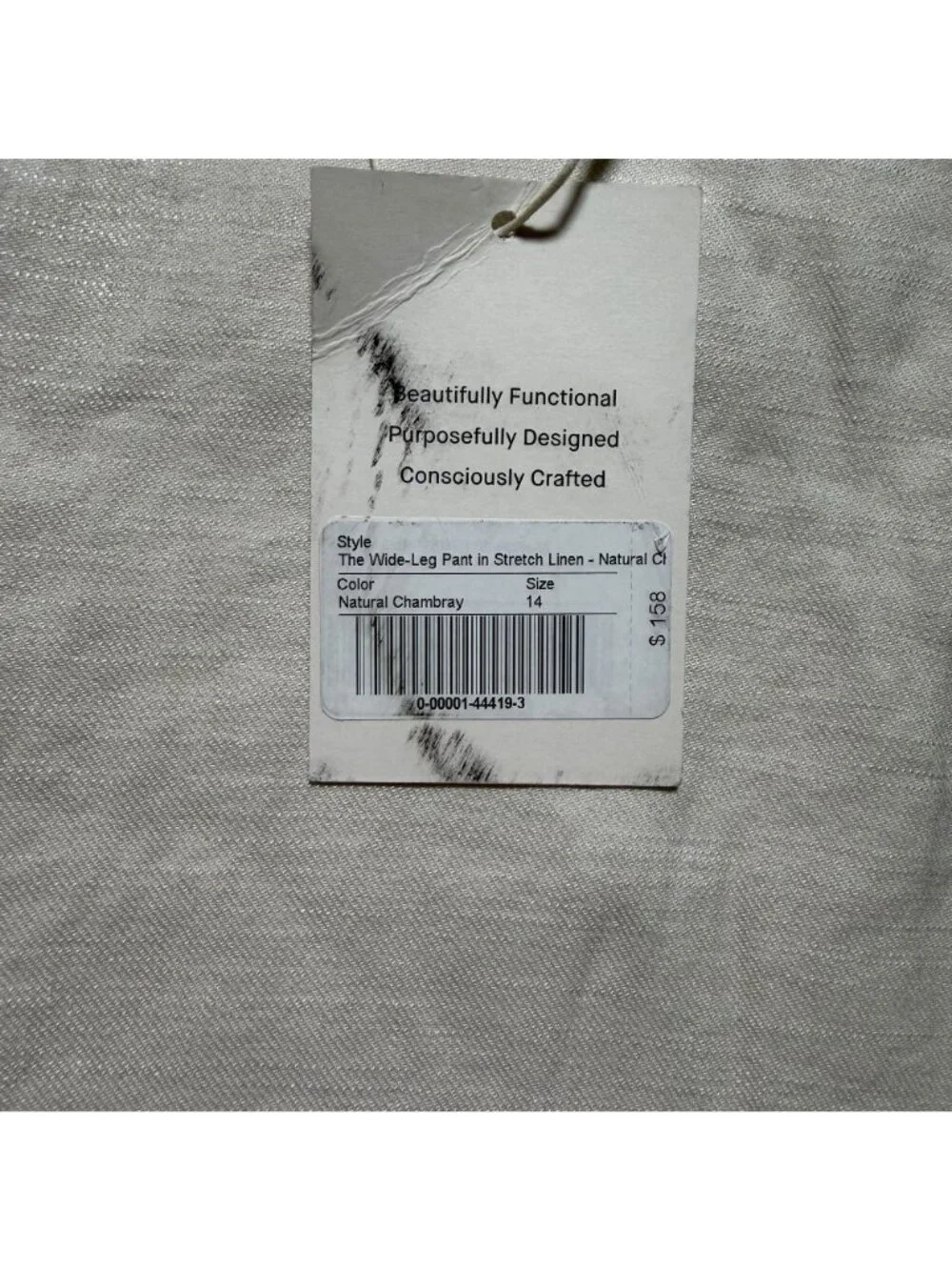 Everlane The Wide-Leg Pant in Stretch Linen Natural Chambray Size 14 NWT